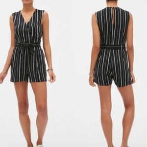 Banana Republic Black White Pinstripe Romper Size 0